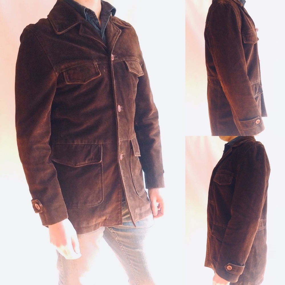 Button-Front Classic Suede Jacket - image 2